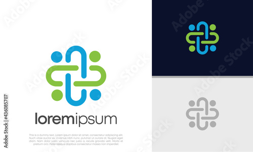 Abstract logotype for medical pharmacy. Logo design template. Medical health. Community logo design.