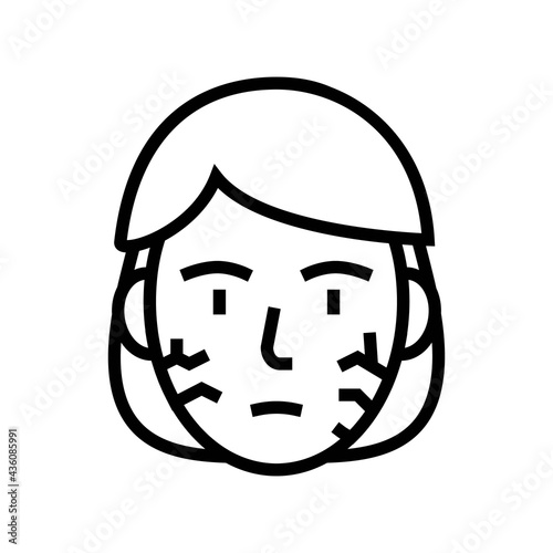 face dry skin line icon vector. face dry skin sign. isolated contour symbol black illustration