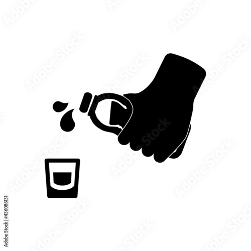 Bottle of water and glass. Vector illustration