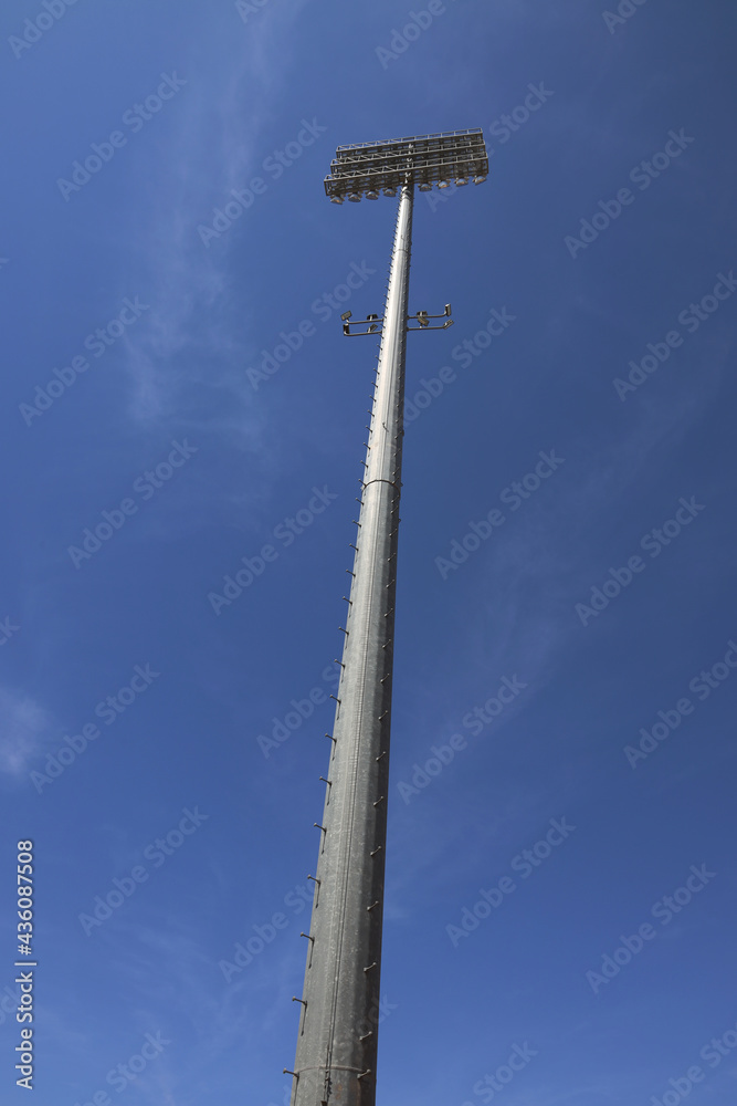 Light post at sports stadium