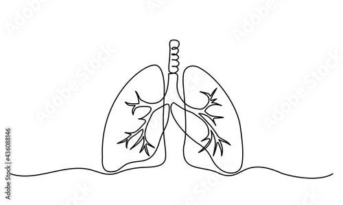 Human lungs icon. Continuous one line drawing