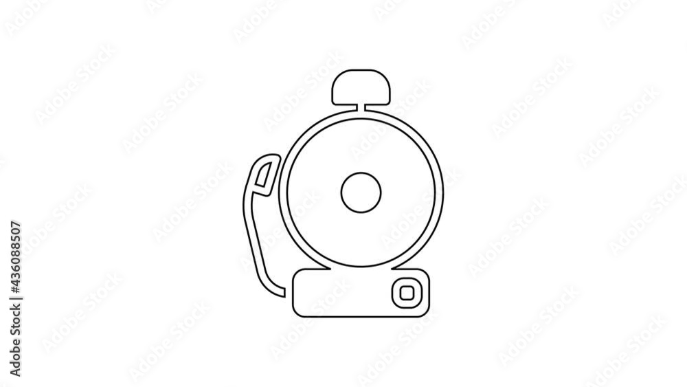 Black line Ringing alarm bell icon isolated on white background. Alarm symbol, service bell, handbell sign, notification symbol. 4K Video motion graphic animation Black line Ringing alarm bell icon isolated on white background. Alarm symbol, service bell, handbell sign, notification symbol. 4K Video motion graphic animation