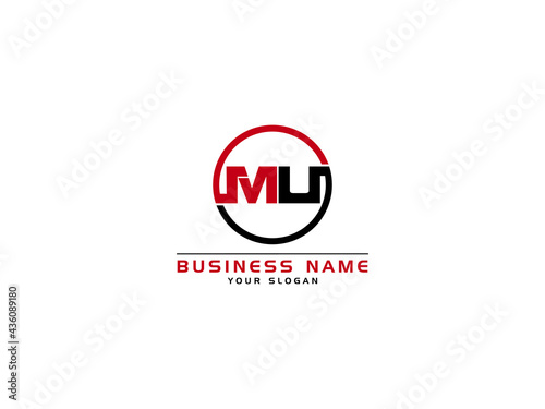Letter MU Logo, circle mu logo icon vector for business