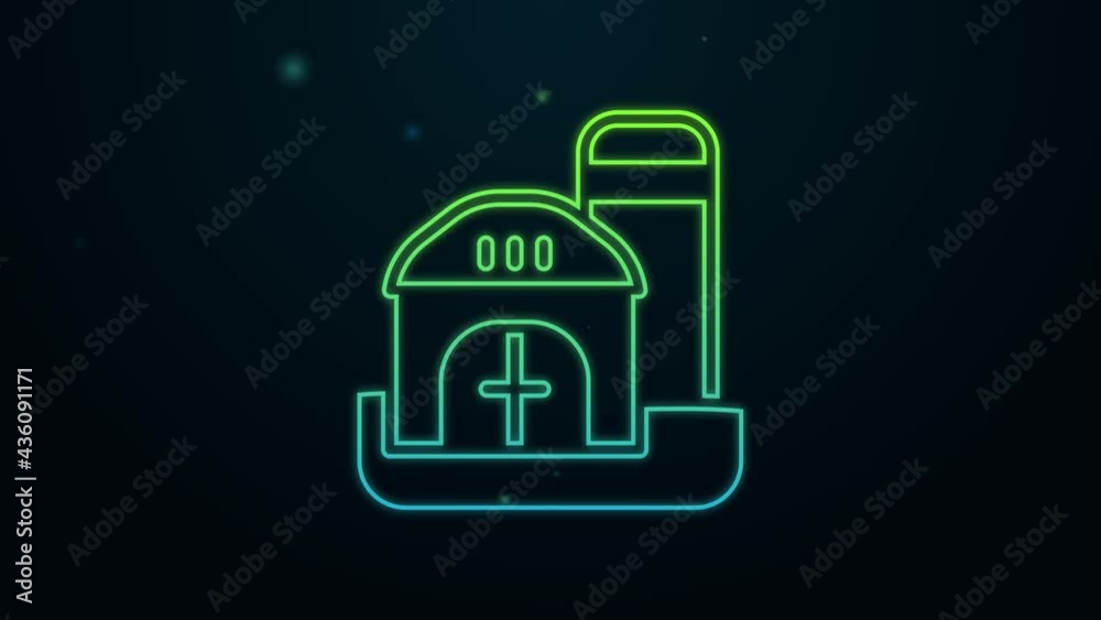 Glowing neon line Farm house icon isolated on black background. 4K Video motion graphic animation Glowing neon line Farm house icon isolated on black background. 4K Video motion graphic animation