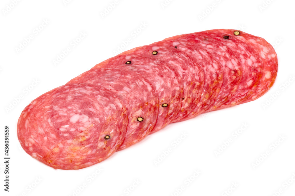 Salchichon sausage, isolated on white background. High resolution image. Salchichon sausage, isolated on white background. High resolution image.