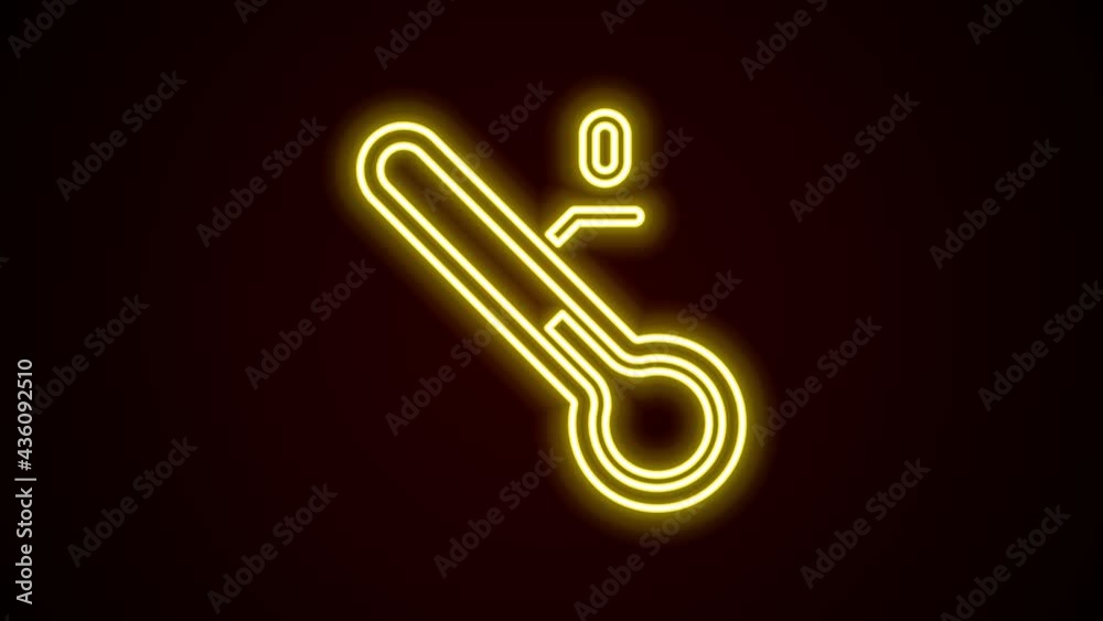 Glowing neon line Meteorology thermometer measuring icon isolated on black background. Thermometer equipment showing hot or cold weather. 4K Video motion graphic animation Glowing neon line Meteorology thermometer measuring icon isolated on black background. Thermometer equipment showing hot or cold weather. 4K Video motion graphic animation
