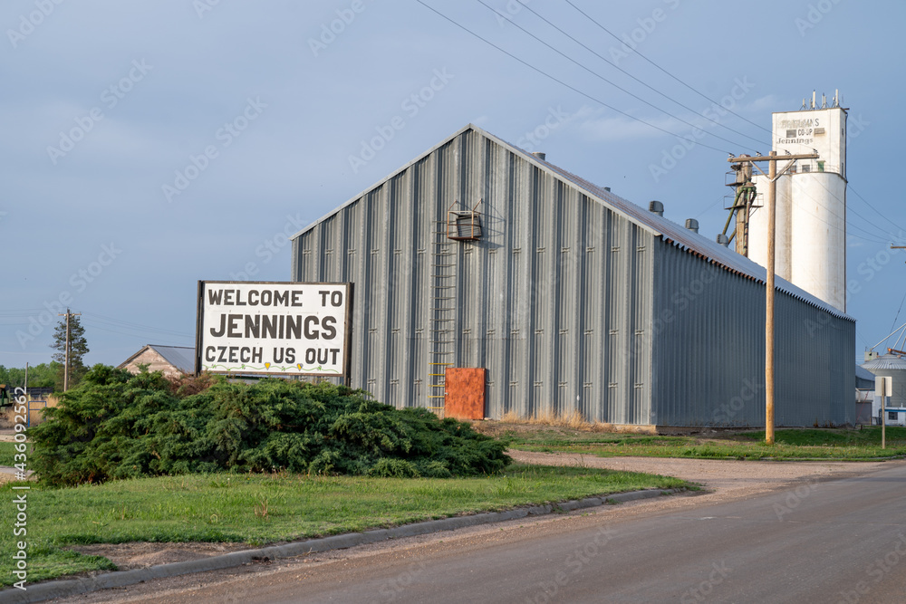 Jennings, Kansas - Welcome sign for Jennings, KS, a Czech community in rural Decatur County