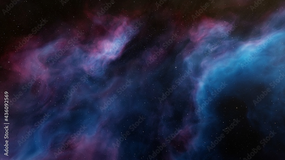 science fiction illustrarion, colorful space background with stars