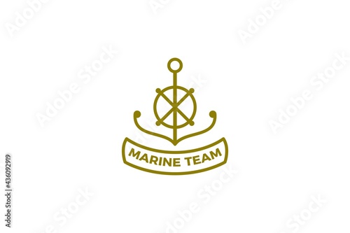 Sea Marine Anchor Monoline Logo Template