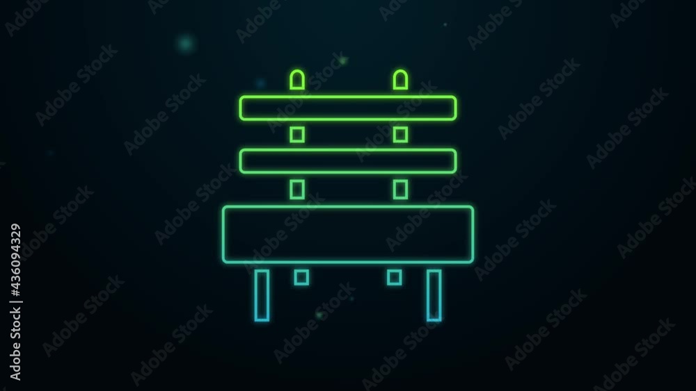Glowing neon line Bench icon isolated on black background. 4K Video motion graphic animation Glowing neon line Bench icon isolated on black background. 4K Video motion graphic animation