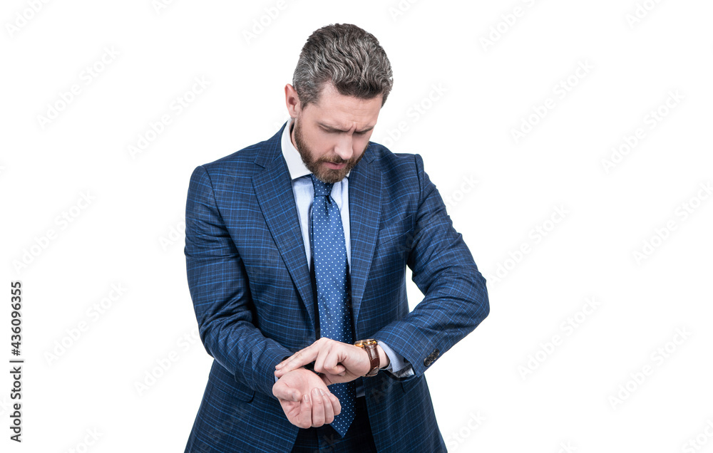 Businessman in business suit place fingers on wrist measuring heartbeat with watch, pulse rate Businessman in business suit place fingers on wrist measuring heartbeat with watch, pulse rate