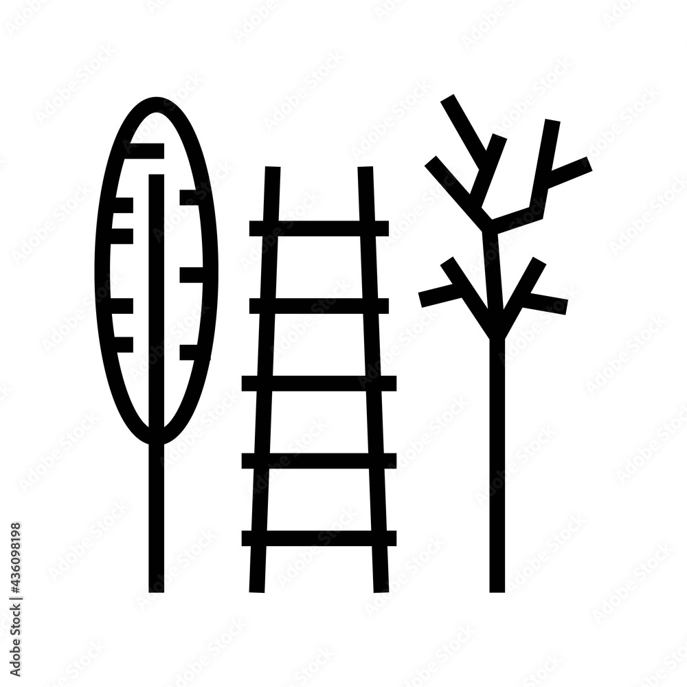 stairs and tool for care house plant line icon vector. stairs and tool for care house plant sign. isolated contour symbol black illustration