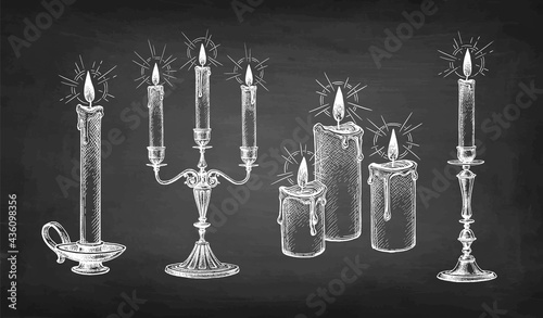 Chalk sketch of burning candles.