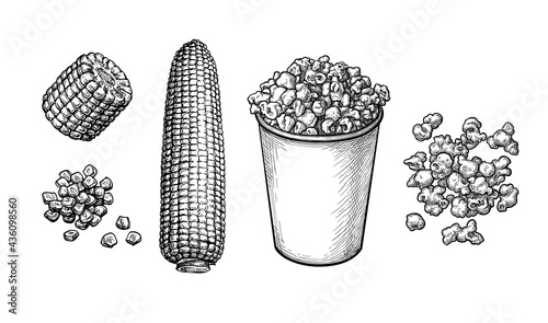 Popcorn and corn set.