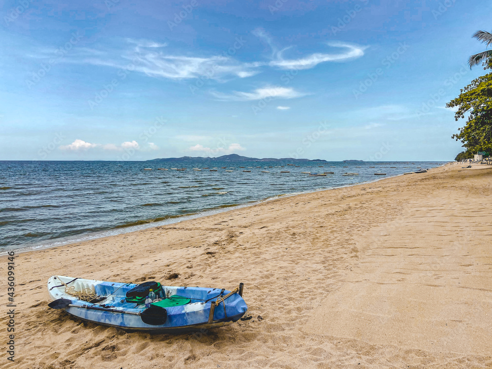 view of Jomtien beach during covid lockdown, Pattaya, Chonburi, Thailand