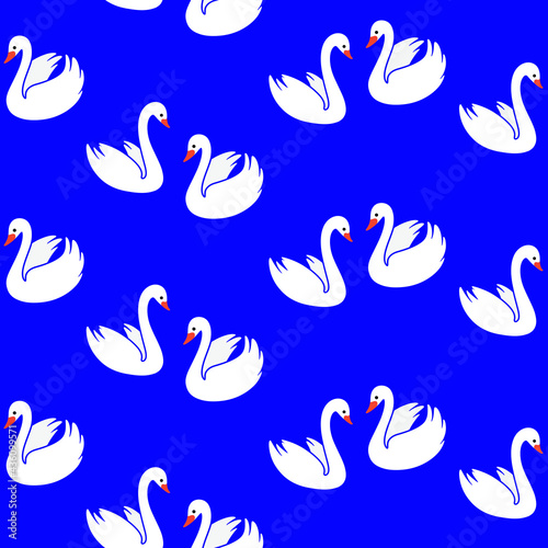 Seamless trendy pattern with swan. Childish print for nursery, kids apparel, poster, postcard, pattern.