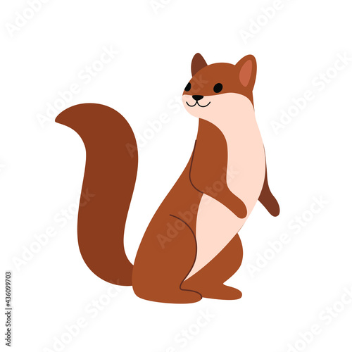 Cute marten - cartoon animal character. Vector illustration in flat style isolated on white background.