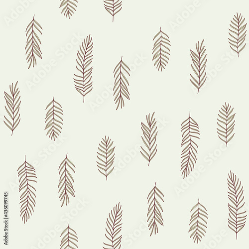 Illustation of palm leaves. Trendy pattern with twig. Vector contour illustration.