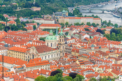 Prague city house roof view