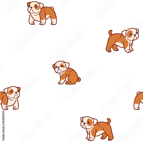 Cartoon happy bulldog - simple trendy pattern with dogs. Flat vector illustration for prints, clothing, packaging and postcards. 
