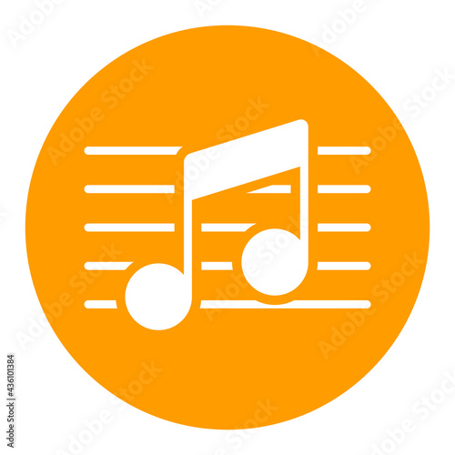 Stave and music notes vector white glyph icon