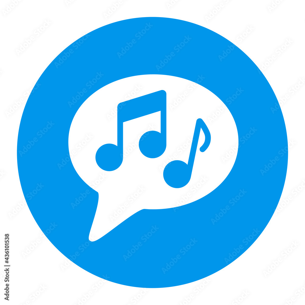 Musical note speech bubble vector white glyph icon