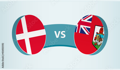 Denmark versus Bermuda, team sports competition concept.
