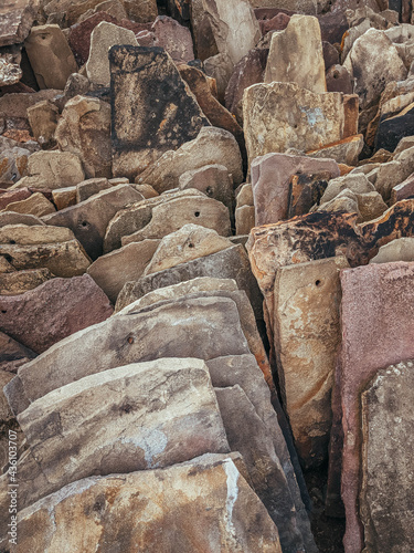 Reclaimed stone roofing slabs