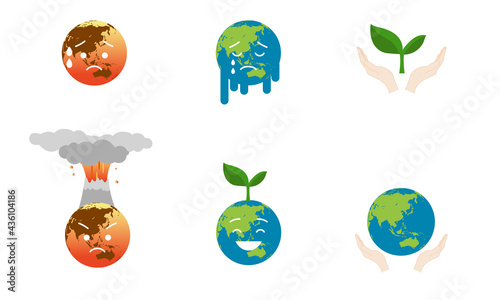 About global environmental problems. Vector web illustrations