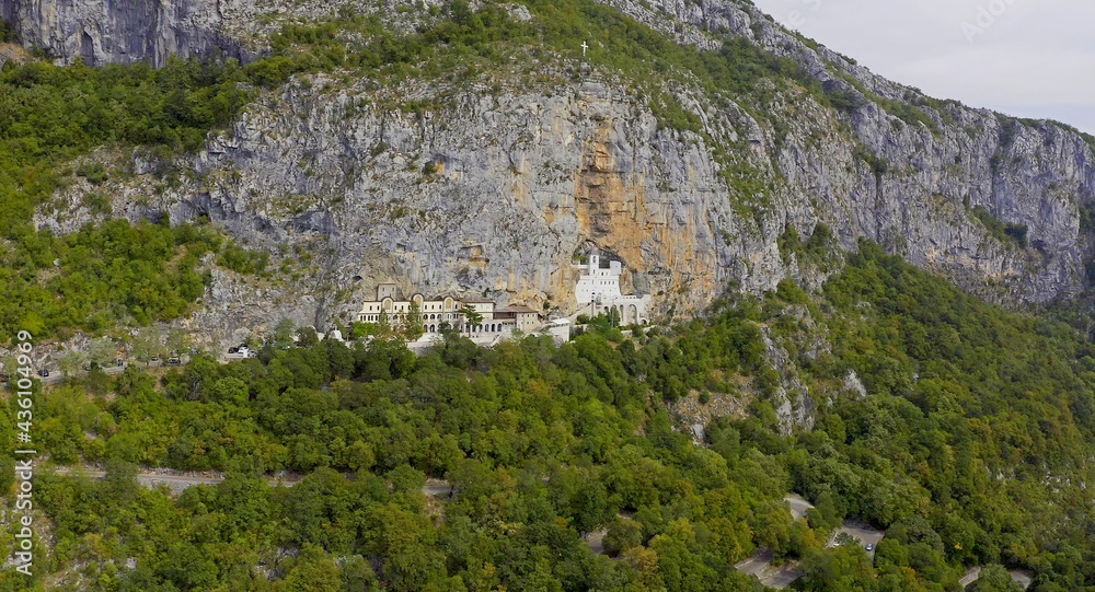 Ostrog monastery. View of the upper monastery Ostrog. Montenegro