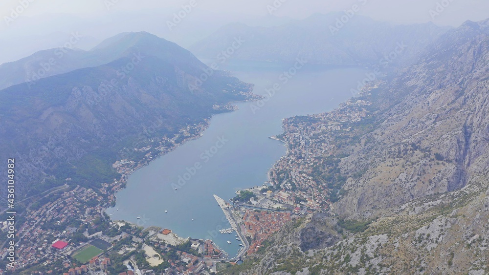 View of Kotor from above. A town at the foot of Mount Lovcen. Montenegro