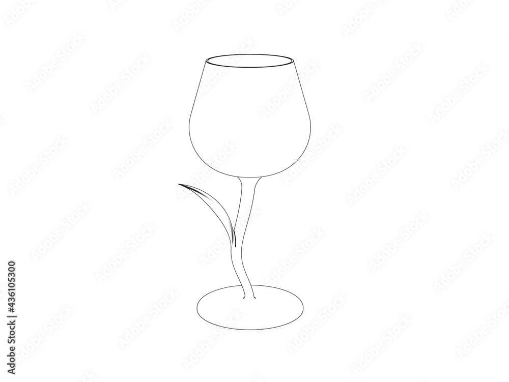 3d illustration of design wine glass isolated 3d illustration of design wine glass isolated