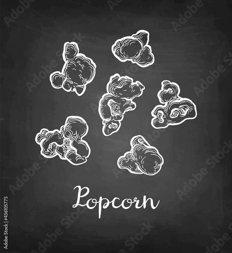 Chalk sketch of popcorn. photo