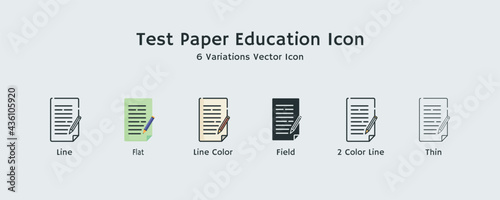 Line, Flat, Thin, Field, Colorful, Outline Style Test Paper Education Icon Vector Design