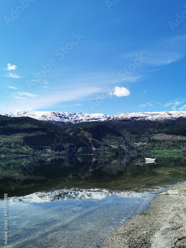 Beautiful scenery of Vangsvatnet lake in Norway photo