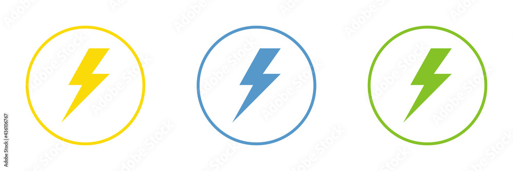 Set of electrical lightning logo designs. Thunder icons. Modern flat style. Set of electrical lightning logo designs. Thunder icons. Modern flat style.