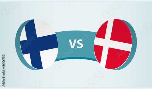Finland versus Denmark, team sports competition concept.