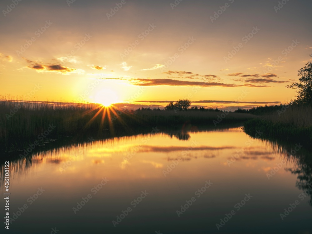 sunset over the river