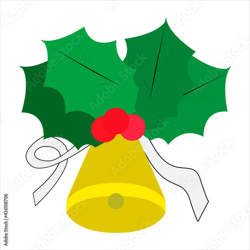 Vector simple flat icon xmas bell holidays