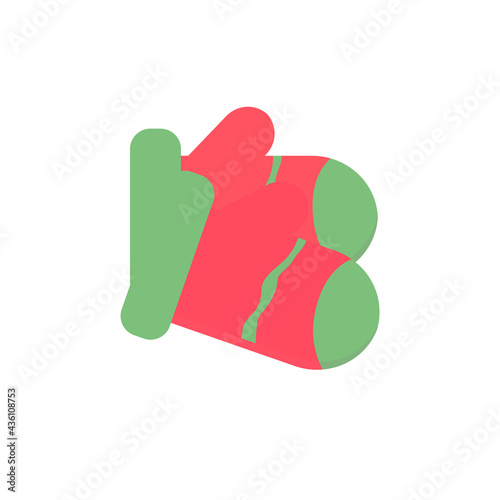 FLAT ICON OF WINTER GLOVES ON A WHITE BACKGROUND