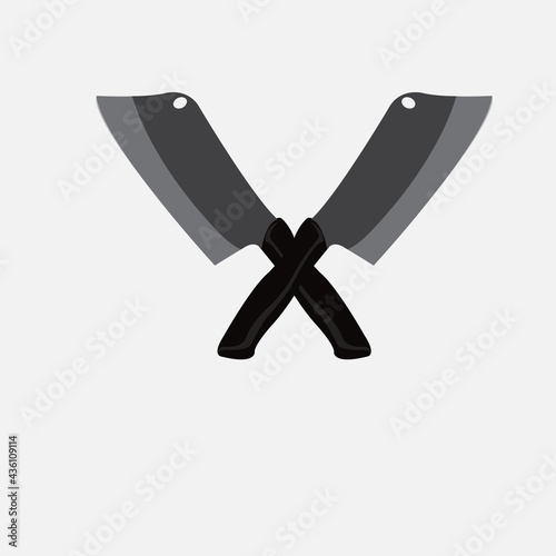 butcher knife logo design vector