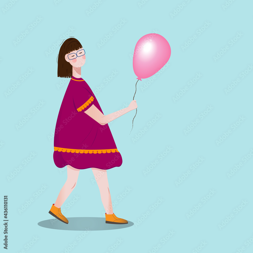 Girl with balloon. Vector illustration Girl with balloon. Vector illustration