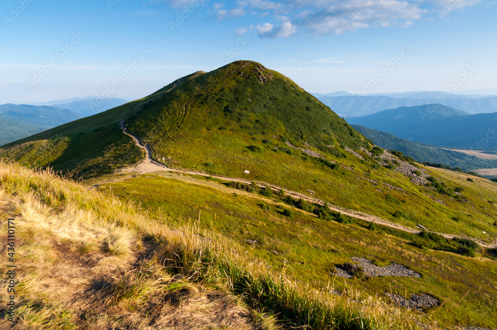 Panorama from the top of Tarniczki to the top of Tarnica, Bieszczady Mountains, Wołosate Panorama from the top of Tarniczki to the top of Tarnica, Bieszczady Mountains, Wołosate