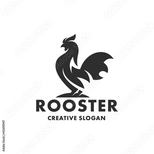 Silhouette Of Rooster Chicken Isolated Logo Template