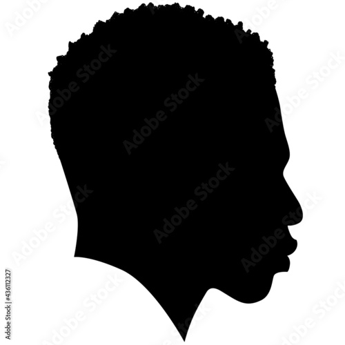 African American profile picture, Man from the side with afro harren. Black Men African American with Dreadlocks hairstyle, afro hair and without a beard. vector illustration realistic silhouette  