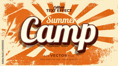 Editable text style effect - retro summer camp text in grunge style theme