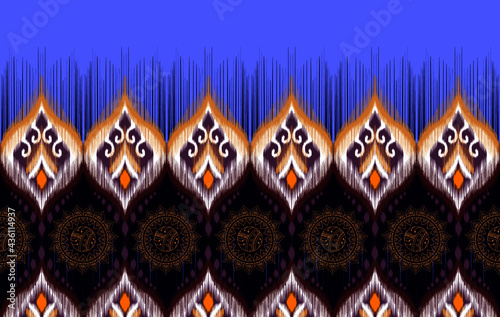 Ethnic Indian tribal ikat pattern necklace embroidery style. Geometric Aztec fabric carpet ornament chevron textile decoration. Neckline vector illustrations .