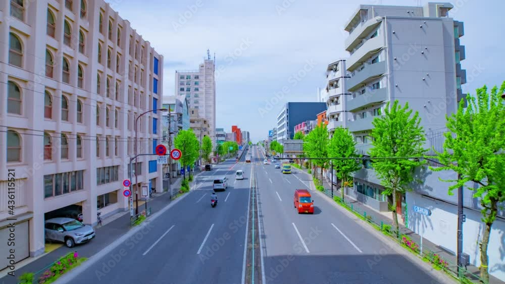 A timelapse of downtown street at the avenue daytime wide shot zoom A timelapse of downtown street at the avenue daytime wide shot zoom