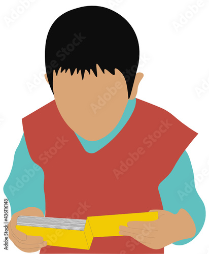 niño leyendo un libro de cuentos. Fondo transparente