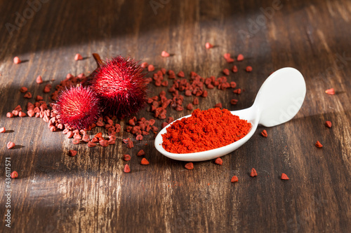 Bixa Orellana - Organic achiote; Is a seasoning and food coloring. photo